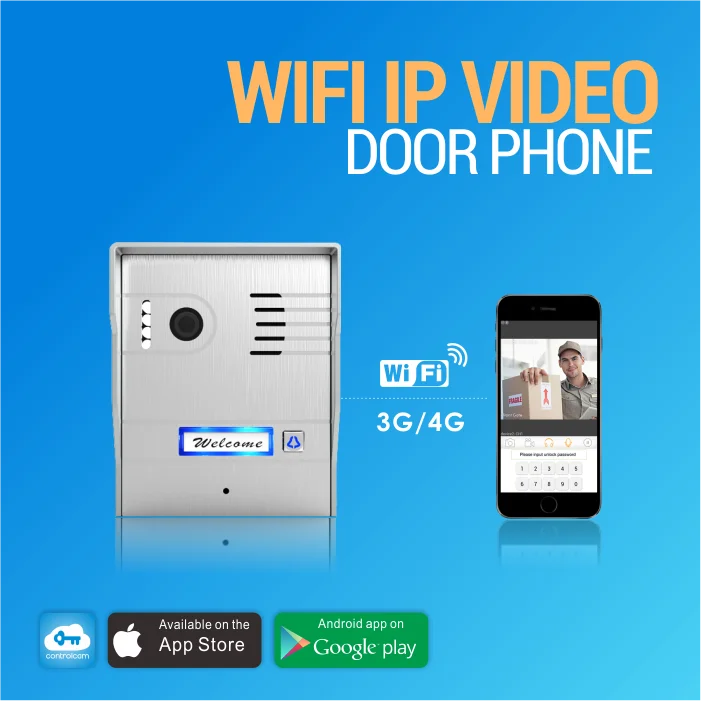 

WIFI IP VIDEO DOOR PHONE Aluminum Alloy of Silver color Two way communication with android/iOS smart phone and video recording