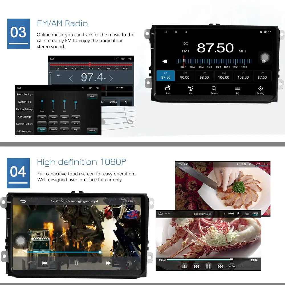 Cheap Car Video Player Android 5.1 9-inch Capacitive Touch Screen Built-in WIFI Bluetooth GPS Navigation Car Multimedia Player 6