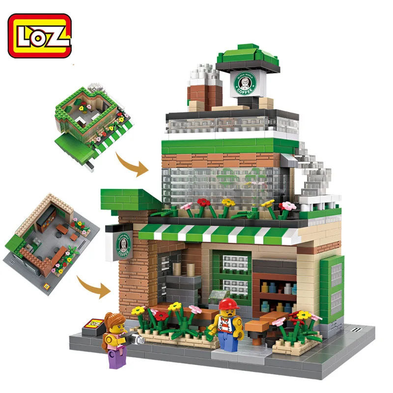 LOZ Diamant Blocs Jouets Pour Enfants Cafe Boutique Rue Mini de construction Ville BRICOLAGE House Modele Createur Mirco | Игрушки и