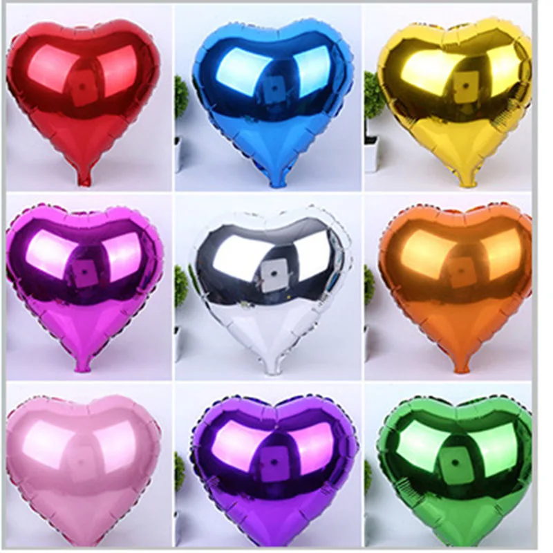 

10pcs/lot 10inch Foil Balloon 8 Colors Heart Shape Balloons Birthday/New Year/Party Wedding Decoration Balloon MI5