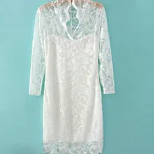 Для женщин полный кружева платья Sexy v-образным вырезом середине рукава платья Vestido feminina стрейч элегантная брендовая клуб платье QZ015