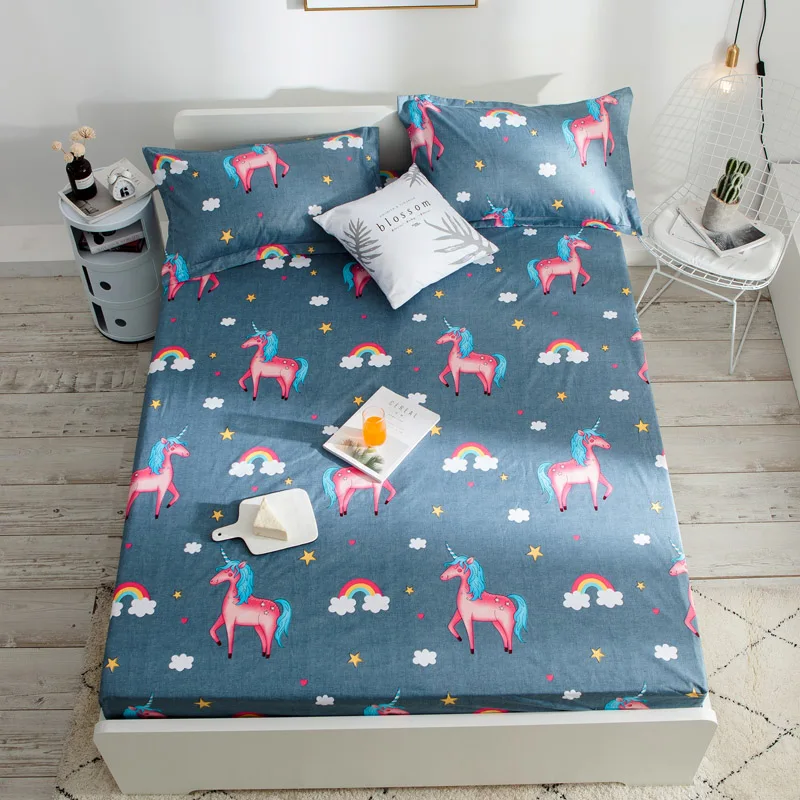 cheap Unicorn cartoon TPUwaterproof mattress cover plain mattress protector Anti dust mite bed mat Mattress Pad Cover fitted sheetkids