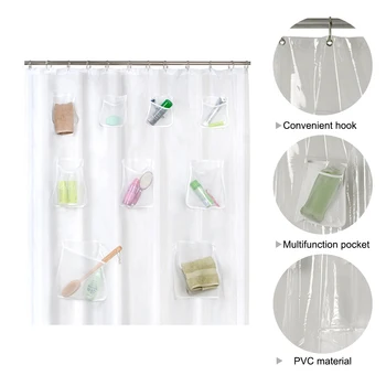 

Creative 9 Pockets Bath Organizer Shower Curtain Hooks Mesh Accessories For Home Decoration