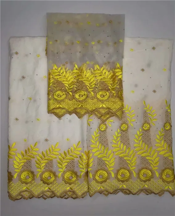 

Hot sale 3pcs/set African embroidery cotton lace Swiss voile lace fabric with French net lace cloth YCS3 (3yards+2yards+2yards)
