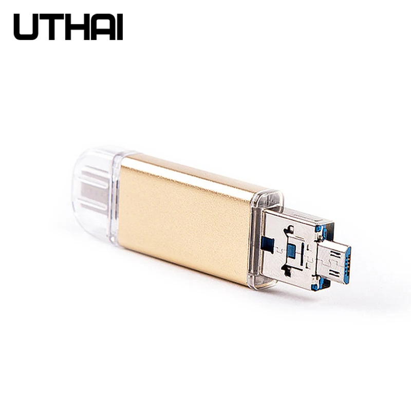 UTHAI C13 USB3.0 флеш-накопитель type-C/Micro/USB3.0 3в1 диск 32 Гб металлический флеш-накопитель 64 ГБ тип C Высокоскоростной U флеш-накопитель 16 Гб