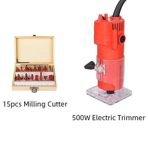 500 Вт 600 Вт Электрический триммер 30000 об/мин деревообрабатывающий электрический триммер по дереву резной станок плотник Фрезерный резак электроинструменты - Цвет: Set 4