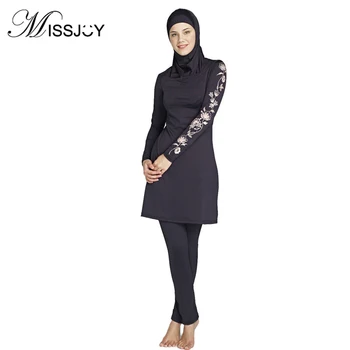 

MISSJOY Plus size beach swimsuit Islamic Muslim full covered swimsuits burkini Women swimwear three pieces swimmimg suit 2018