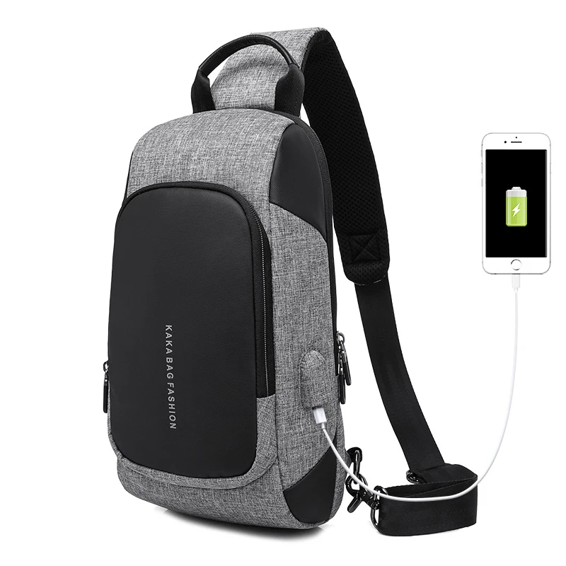 

New Men Chest Bag Business Casual Bag Anti Theft USB Charge Travel Bags Oxford Waterproof Shoulder Messenger Bags