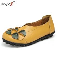 MAYLOSA Frau Echtem Leder Flache Schuhe Handmade Loafers Slip On bequeme schuhe Weibliche Freizeitschuhe plus größe 44