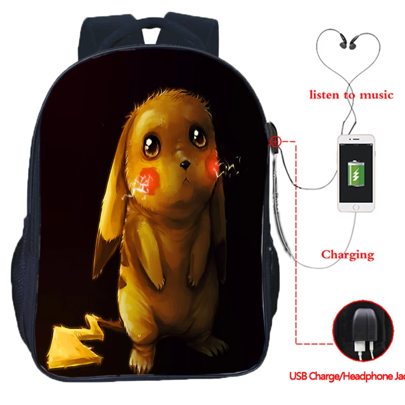 Высокое качество Mewtwo USB зарядный Рюкзак Kawaii для студентов мальчиков и девочек