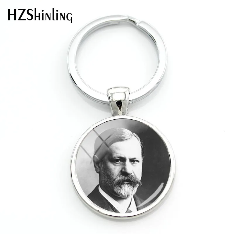 Модный zigmund Freud брелок для ключей psychoansis Брелок Серебряный Круглый купол стеклянный брелок ручной работы для женщин