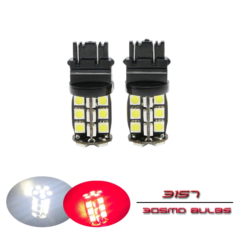 

2PCs Xenon White 576Lm 30SMD T25 3157 P27/7W Led Back Up Reverse Tail Led Light Bulbs For Auto Car Motorcycle 12V DC
