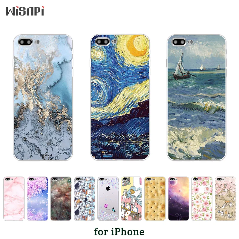 

Silicone Case For iPhone 7 7plus 8 X 10 Shell for iPhone 5s 5c SE 6 6s 6plus Transparent Matte TPU Fashion Printed Phone Cover