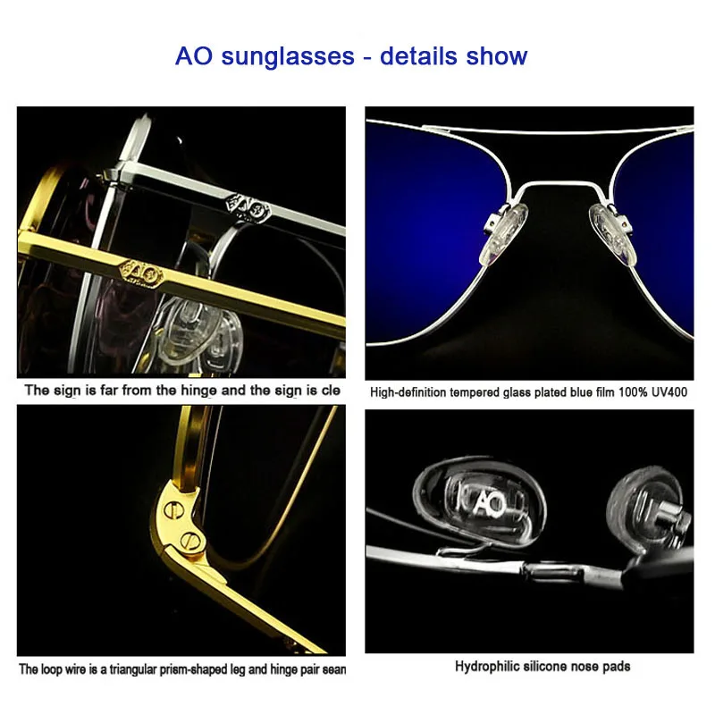 Модное высококачественное Брендовое дизайнерское солнцезащитное стекло es для мужчин, американская армия, военный пилот AO, солнцезащитное стекло es, мужские Поляризованные стеклянные линзы de sol