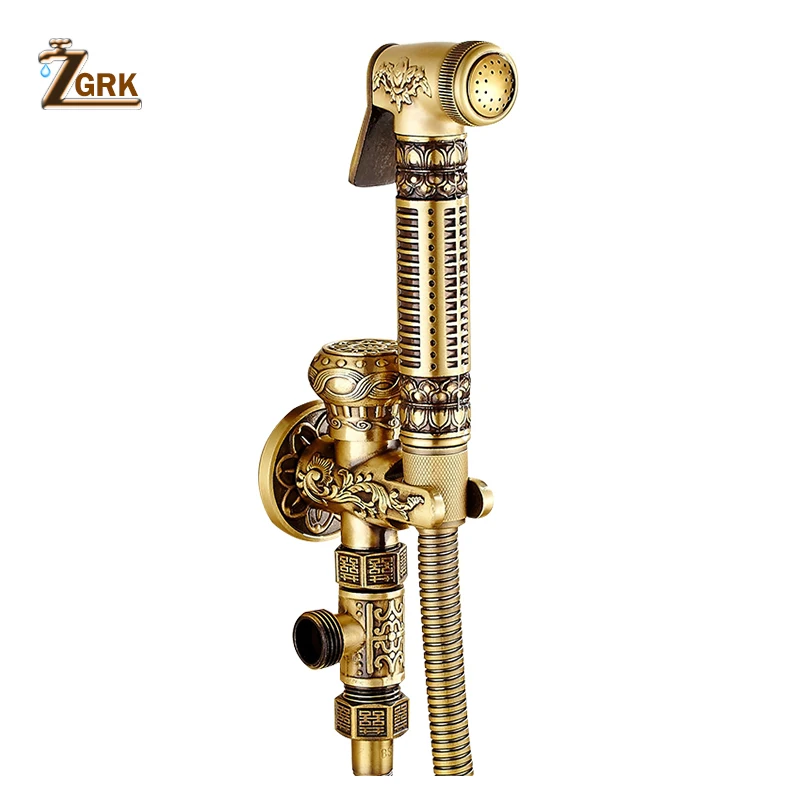 ZGRK Bathroom Shower Ass Bidet Squeegee Brass Faucet System Washing Tap Tail Anal Nozzle Wall Handheld Hygienic