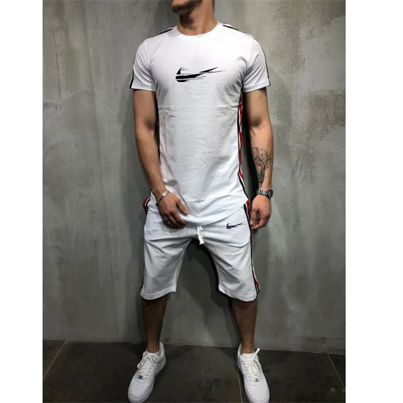 2019 Tide brand Sets Summer Men T Shirts+pants Sets Summer Hot Sale Cotton Comfortable Short Sleeve Tshirt men Casual Set Pant