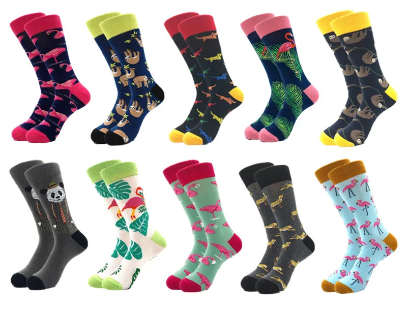 10 пар/лот бренд качество Веселые носки для мужчин чесаный хлопок красочные Забавный мультфильм носки для девочек модные длинные мужской