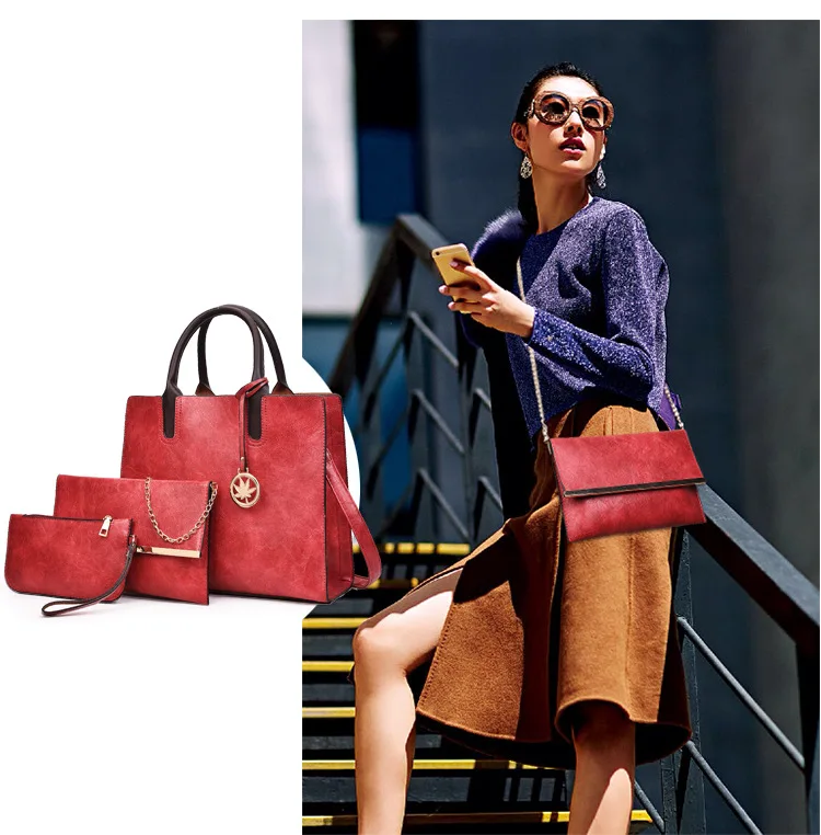 

PU Leather Women Handbags Shoulder Bags 3pcs Ladies Fashion Messenger Tote Bags 2019 Crossbody Bags for Women
