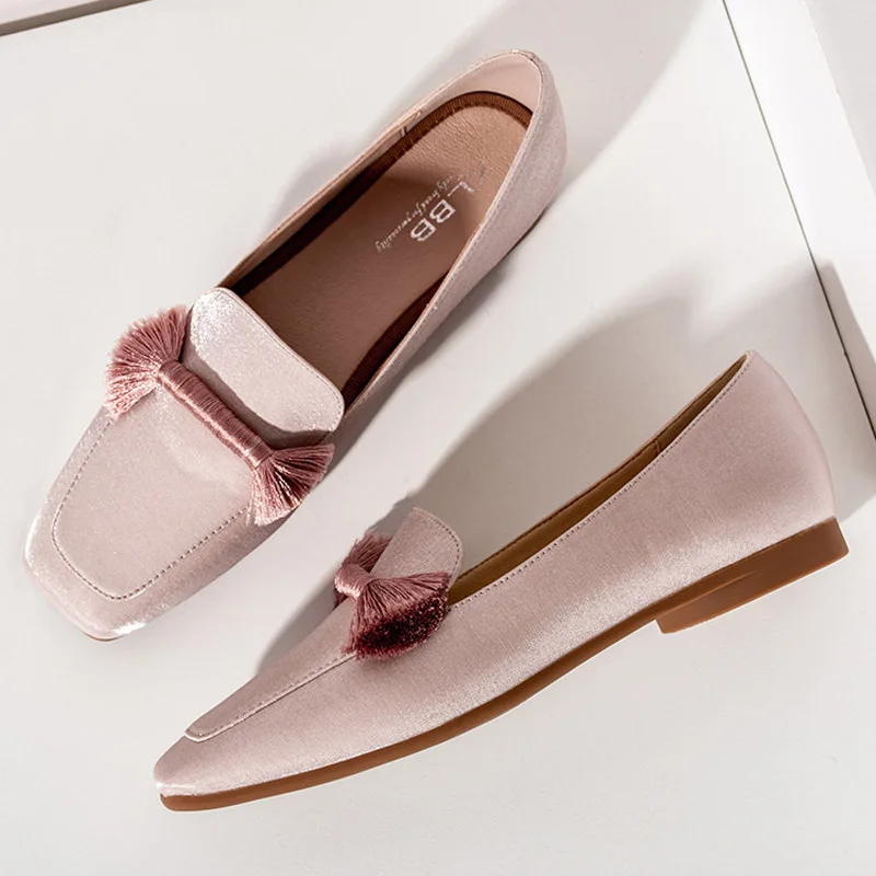 Gland Appartements Rétro Zapatos Bout Nouveau Noir Mocassins Femmes Mujer Sur Printemps Noir De Dames rose Chaussures Silp Rose r6wPxqO6E