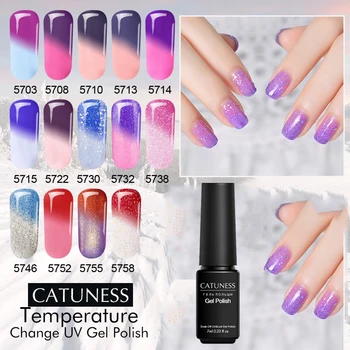 

CATUNESS 29 Colors UV Gel Lacquer Temperature Change Color Glitter Gel Varnish Thermo Semi Permanent Lucky UV Gel Nail Polish