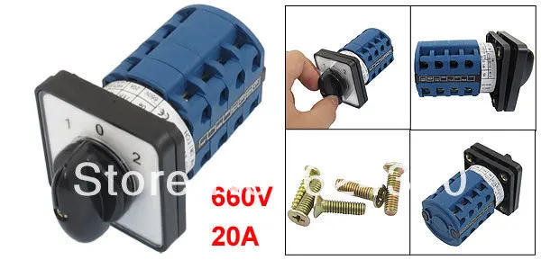 KEYMOO 20A Otay Changeove Switch, 5-Way 3NO 3NC 660V 6 Position 3 Phase 12 Terminals Universal Selector Switch With Blue Fork Terminals Szw26 20 0 5 3