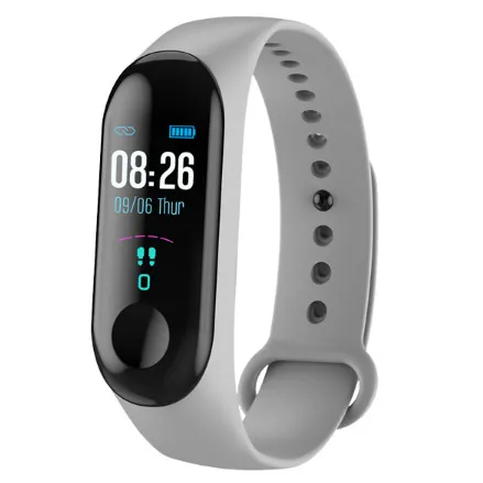 LYKRY M3 Smartband кровяное давление фитнес-браслет трекер пульсометр браслет умные часы для IOS Android телефон - Цвет: Gray