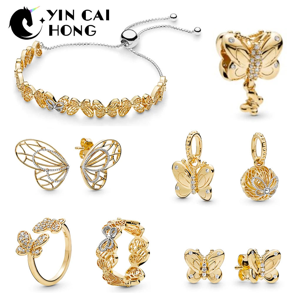 

YCH 100% 925 Sterling Silver 2019 Spring Shine Dazzling Butterflies Earring Pendant Ring Bracelet Charm Launched in Succession