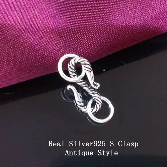 

S Shape Clasps Hooks Antique Real Silver 925 Sterling Jewelry Findings DIY Accessory for Necklaces Bracetles