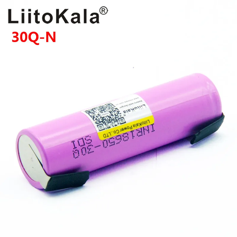 LiitoKala 3,7 V INR 18650 30Q-N 3000 мА/ч, Перезаряжаемые батареи 18650 Батарея