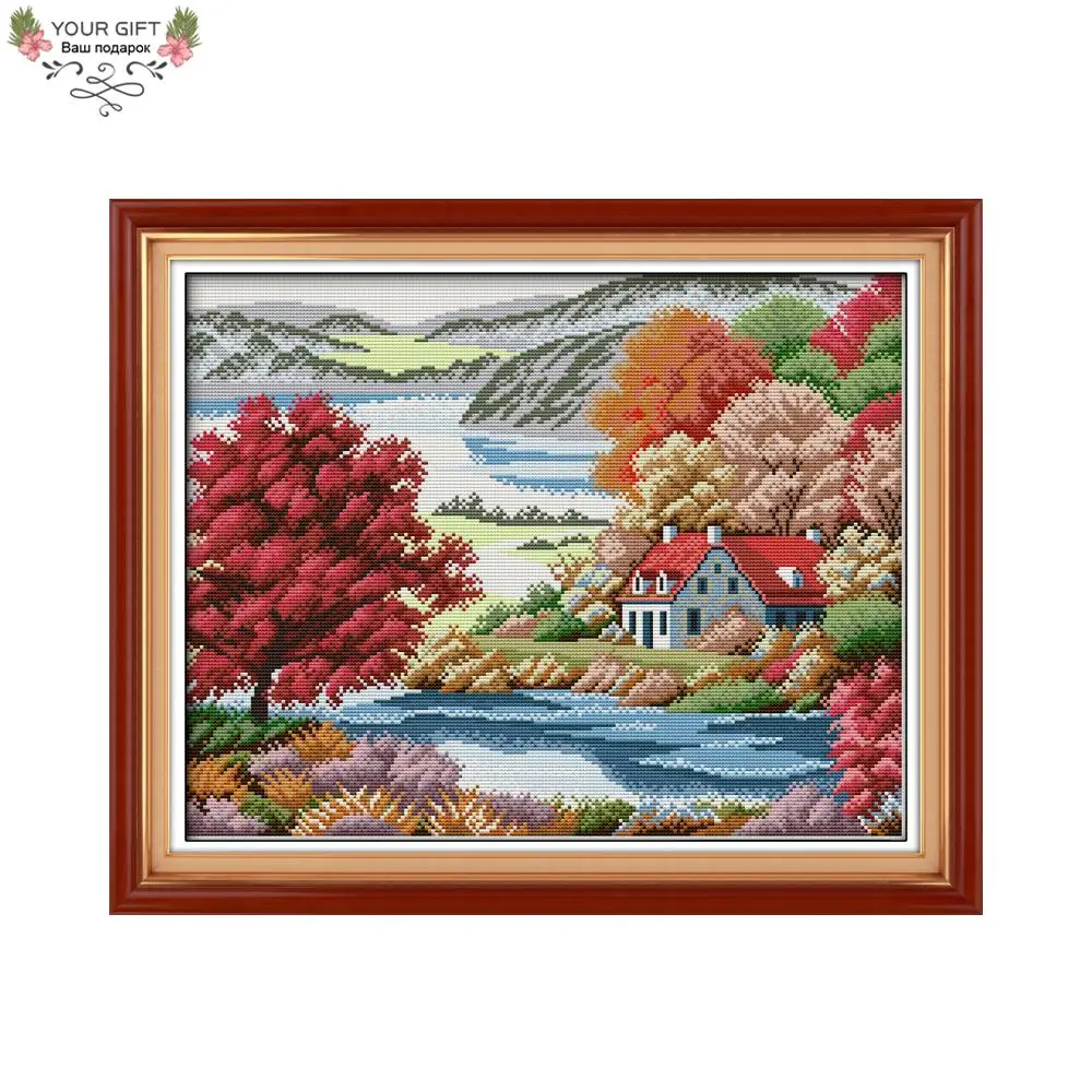 

Your Gift F126 Free Shipping Counted and Stamped Home Decor Red Maple Homeland Needlepoints Embroidery Cross Stitch Kits