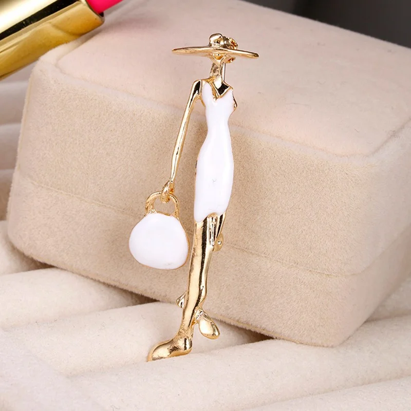 

Fashion Pretty Girls Brooches Enamel Craft Collar Clips Scarf Buckle Sexy Women Handbag Girls Gold Hijab Pin Accessories