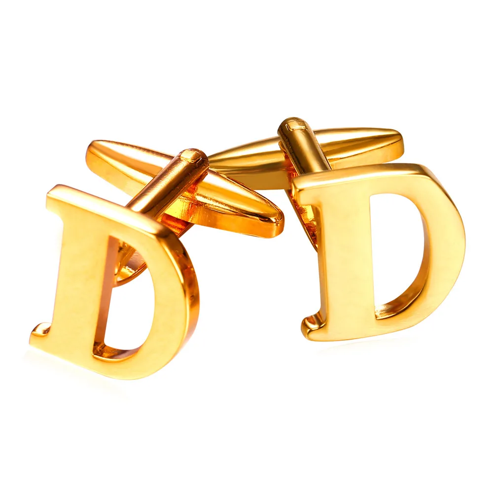 

Cufflinks For Mans Letter A- F Shape Man Jewelry yellow Gold/Silver Color Cuff Links High Quality Men Jewelry C302