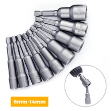 65 мм 1/" шестигранный хвостовик метрический торцевой ключ Винт 6-14 мм Мощность Магнитная Гайка Драйвер сверла набор He-хвостовик гнездо адаптер Набор