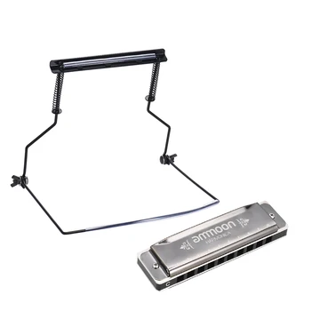 

ammoon H1002 C key Blues Harmonica 10 Holes 20 Tone Mouth Organ with Case for Professional Player with Metal Harmonica Holder