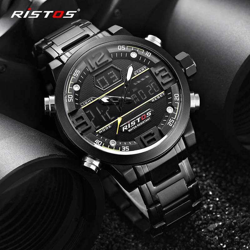Ristos Stainless Steel Pria Sport Watch Jam Tangan Analog Multifungsi Fashion Chronograph Jam Tangan Relojes Masculino Hombre 9338 Hombre Hombre Reloj Aliexpress
