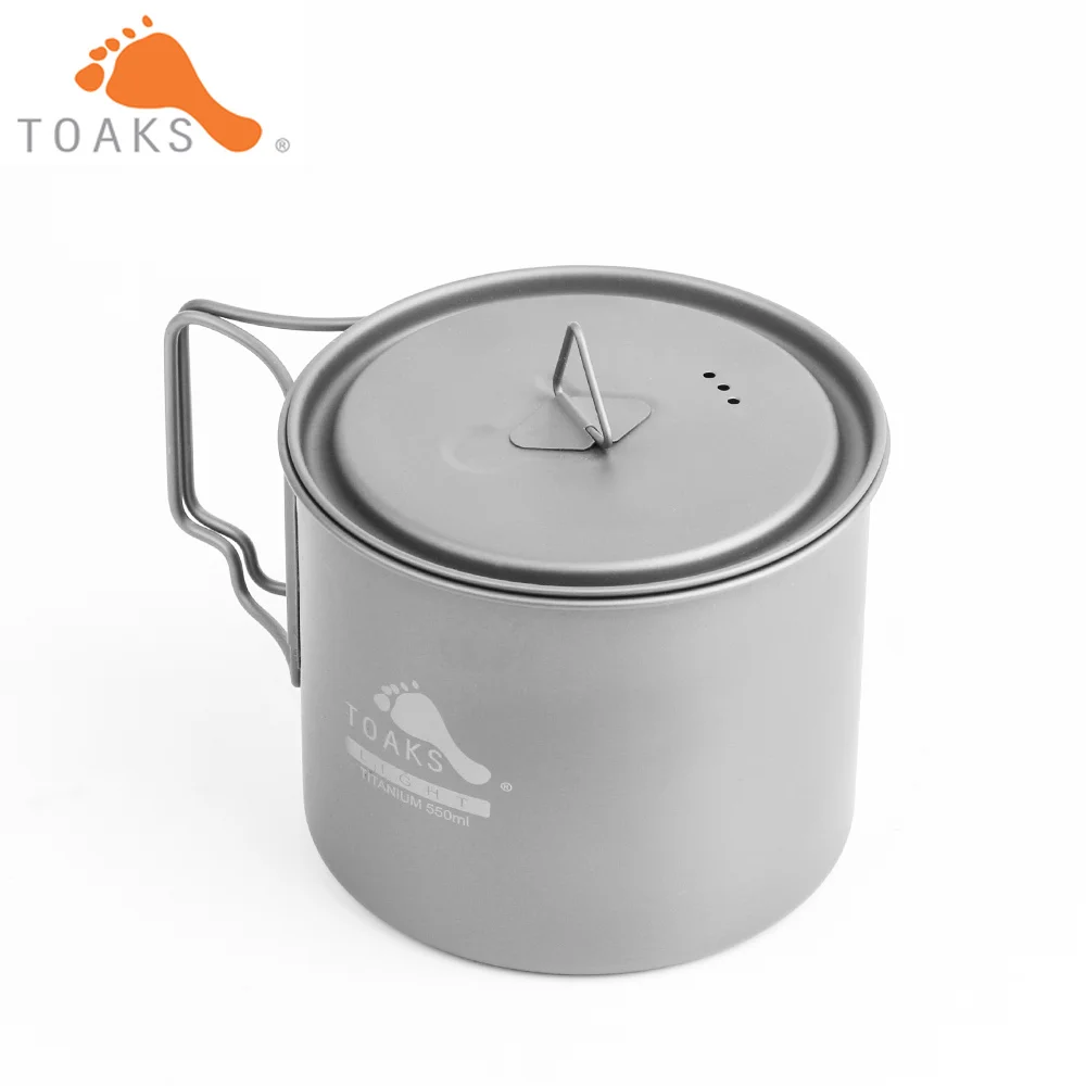 TOAKS POT-550-L чашка из чистого титана Сверхлегкая версия 0,3 мм уличная кружка с крышкой и складной ручкой походная посуда 550 мл 72 г