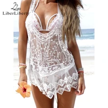 Сексуальный женский купальный костюм с кружевной отделкой бикини, пляжный купальник, платье для женщин