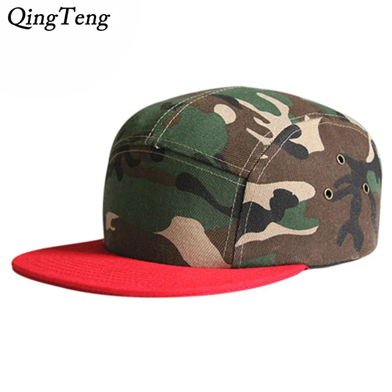 5 Panel Cap Camo Snapback Hats Snapbacks Straight Flap Baseball Cap