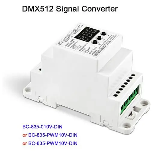 

5 Channel led Din Rail DMX512/1990 signal to 0-10V or PWM10V or PWM5V signal converter DMX512 controller,DC12V-24V