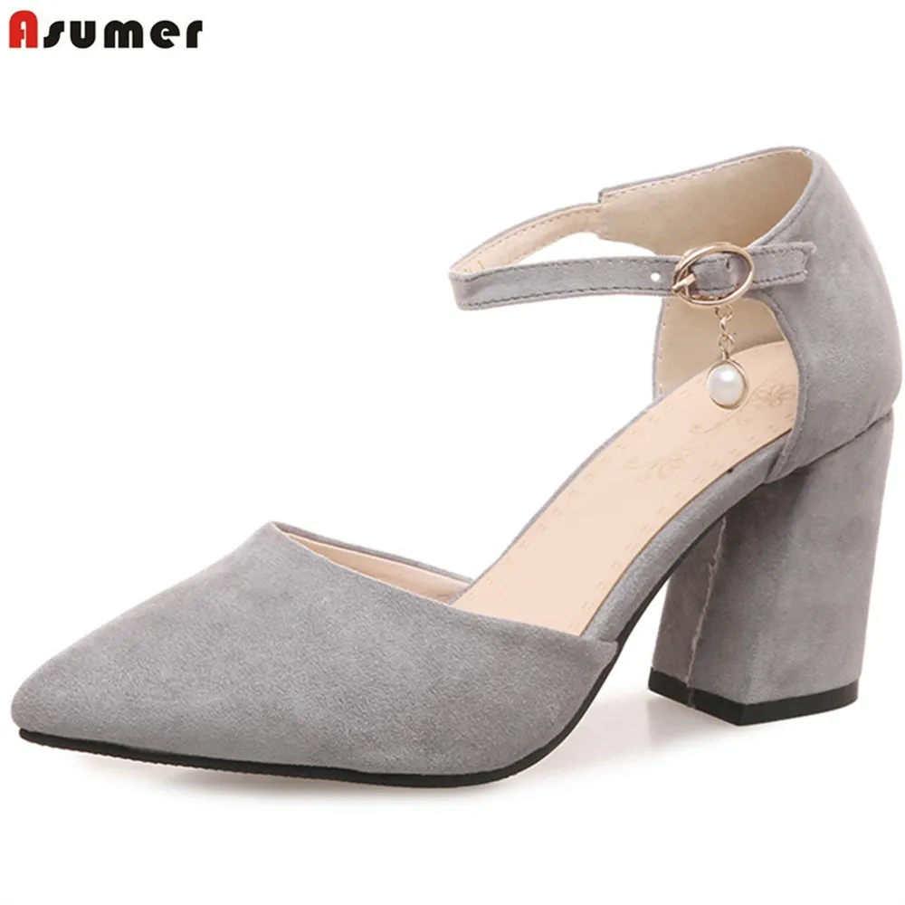 Donne Beige eleganti punta Primavera Pink Plus Autunno Nero a Grigio alti Fashion Size Rosa sposa Asumer Ladies Scarpe da Black Pompe Flock Tacchi O8xH7OwS