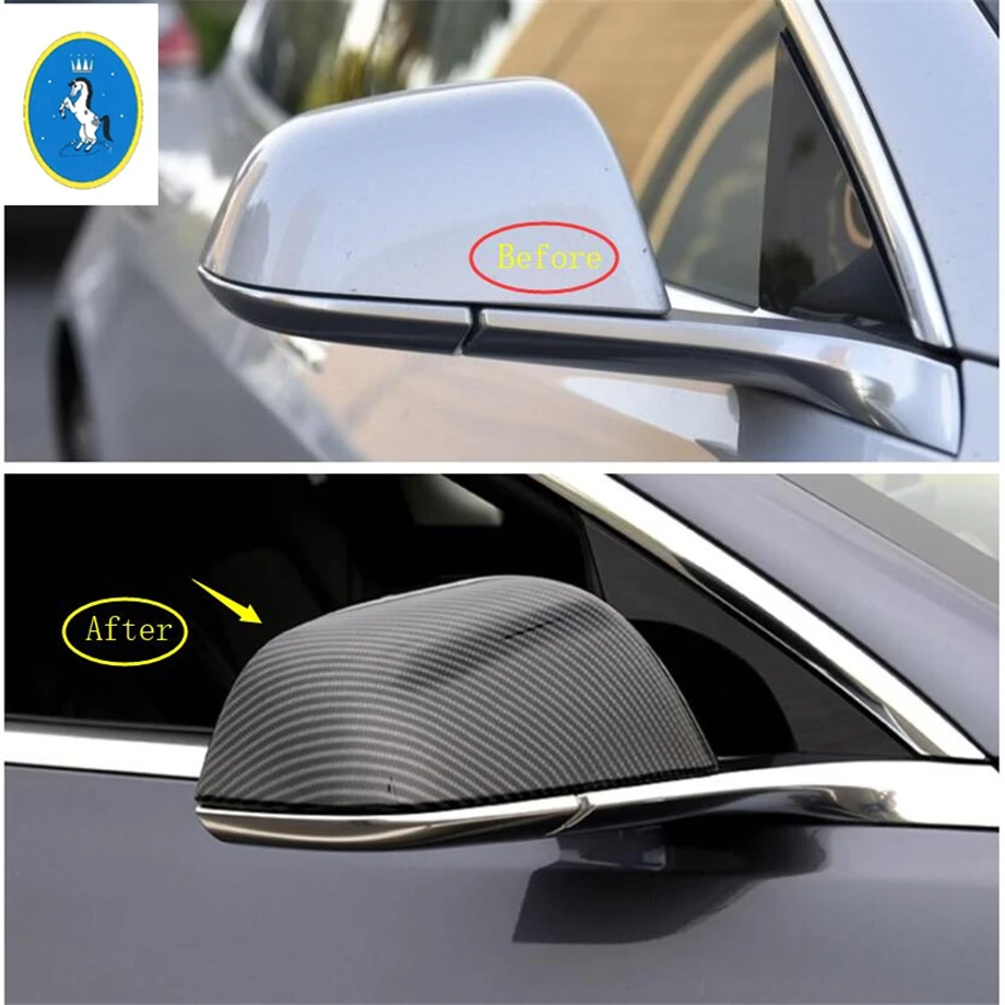 

Yimaautotrims Auto Accessory Rearview Mirror Protection Cap Cover Trim Fit For Tesla Model 3 2018 2019 Chrome Carbon Fiber ABS