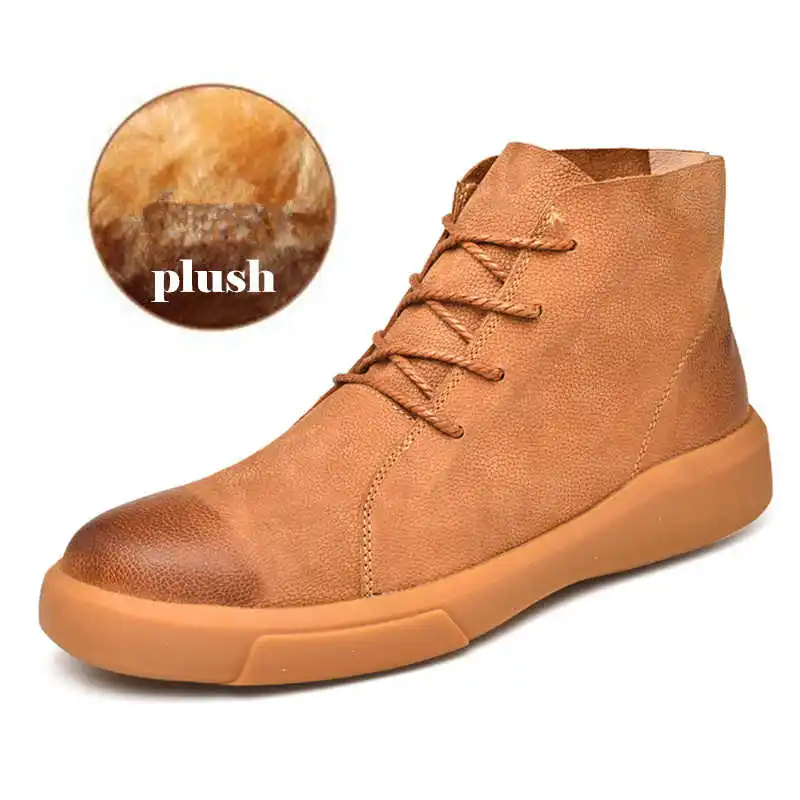

Men Boots for Men Winter Snow Boots Warm Fur&Plush Boots Lace Up High Top New Fashion Men Shoes Sneakers Big size 38 39 45 46 47