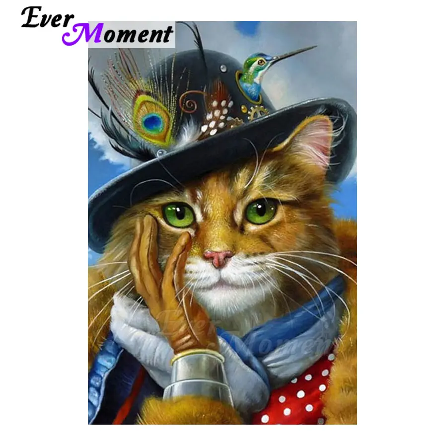 

Ever Moment Diamond Painting Picture Of Rhinestone Full Square Drill 5D DIY Diamond Embroidery Cat Mosaic Decor Home S2F1746