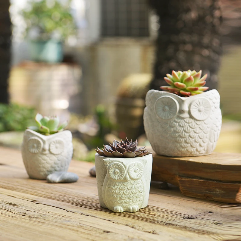 DIY Craft Moulds Owl shaped Concrete Pot molds silicone concrete mould