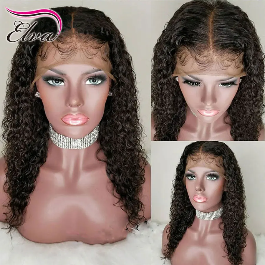 Elva Hair 13x6 Curly Lace Front Human Hair Wigs Pre Plucked Hairline Brazilian Remy Hair Lace Wig With Baby Hair Natural Color