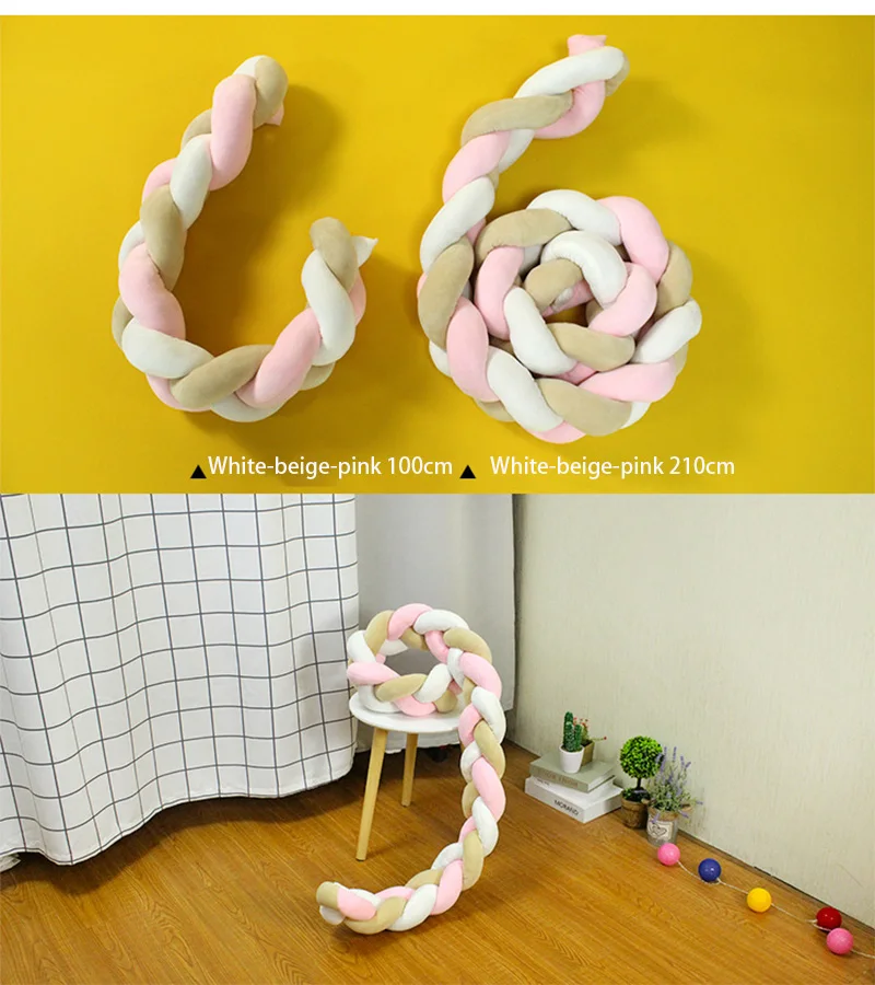 Decoração do Quarto Cama do Bebê m de Comprimento nó para Crianças Recém-nascido Cama Pára-choques Infantil Protetor Berço Tecelagem Decoração Acessórios 1-3 10 1-3 m de comprimento recém-nascido cama pára-choques