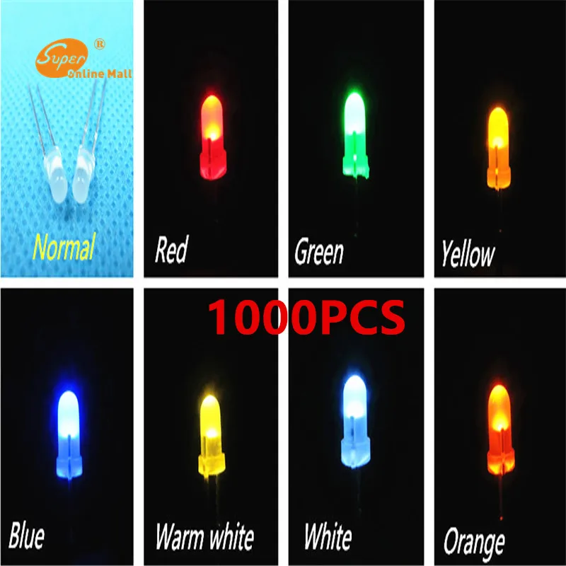 100 LEDS 3MM Diffused Green Round Urtal Bright Bulb Light Lamp Emitting Diode
