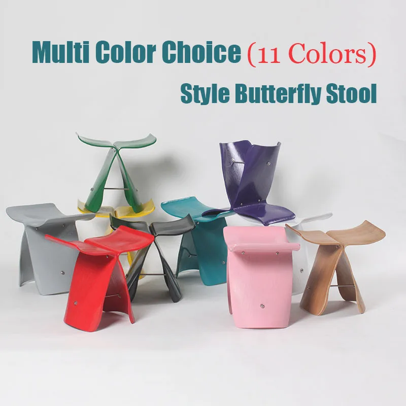 

Nasida Northern Europe Wooden ottoman Shoes stool Sori Yanagi Style Butterfly Stool Originality household Multi Color Low stool