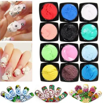 

12 Colors/Set Carved Nail Gel 10ml 3D Sculpture UV Gel Carved Nail Art Tip Manicure Decoration