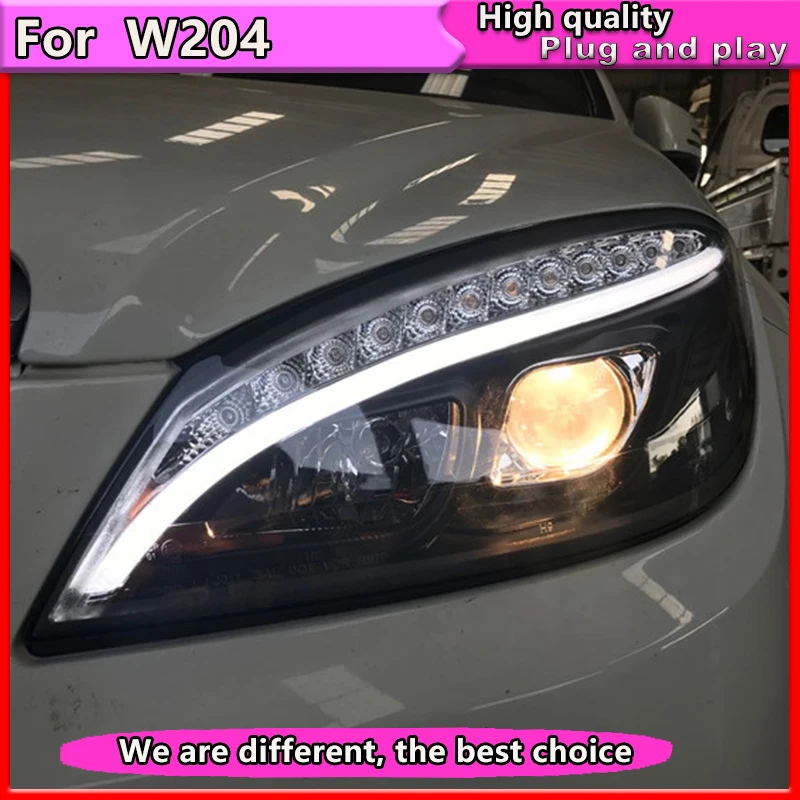 Автомобильный Стайлинг для Mercedes Benz W204 C180 C200 C260 фары 2007 2011 авто светодиодный DRL